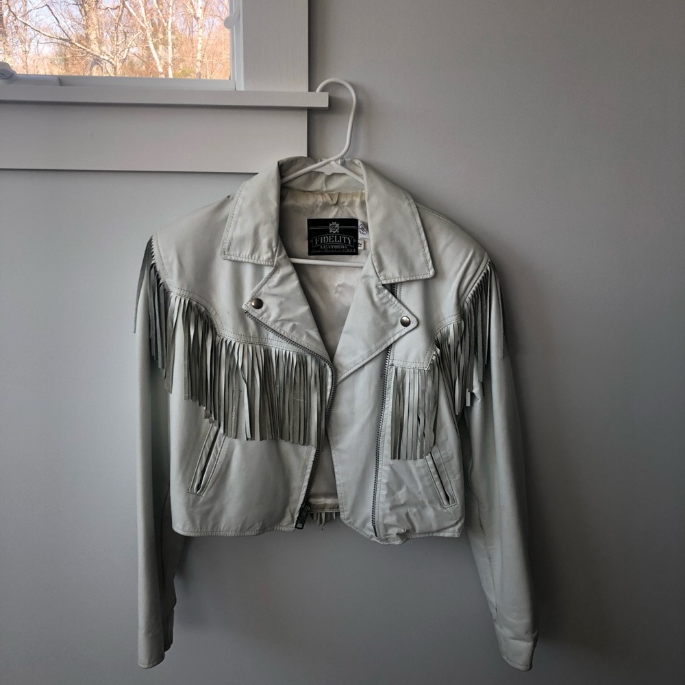 Vintage White Leather Jacket!